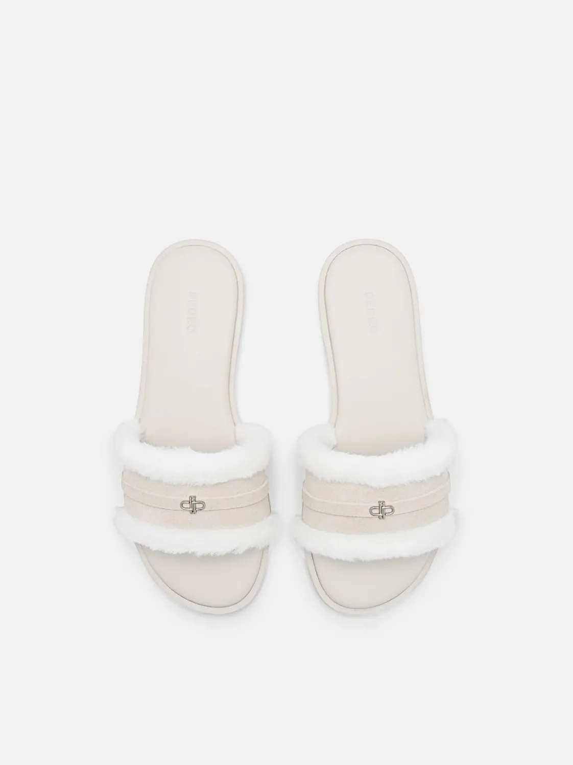 Suede Slide Sandals - Chalk