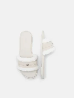 Suede Slide Sandals - Chalk