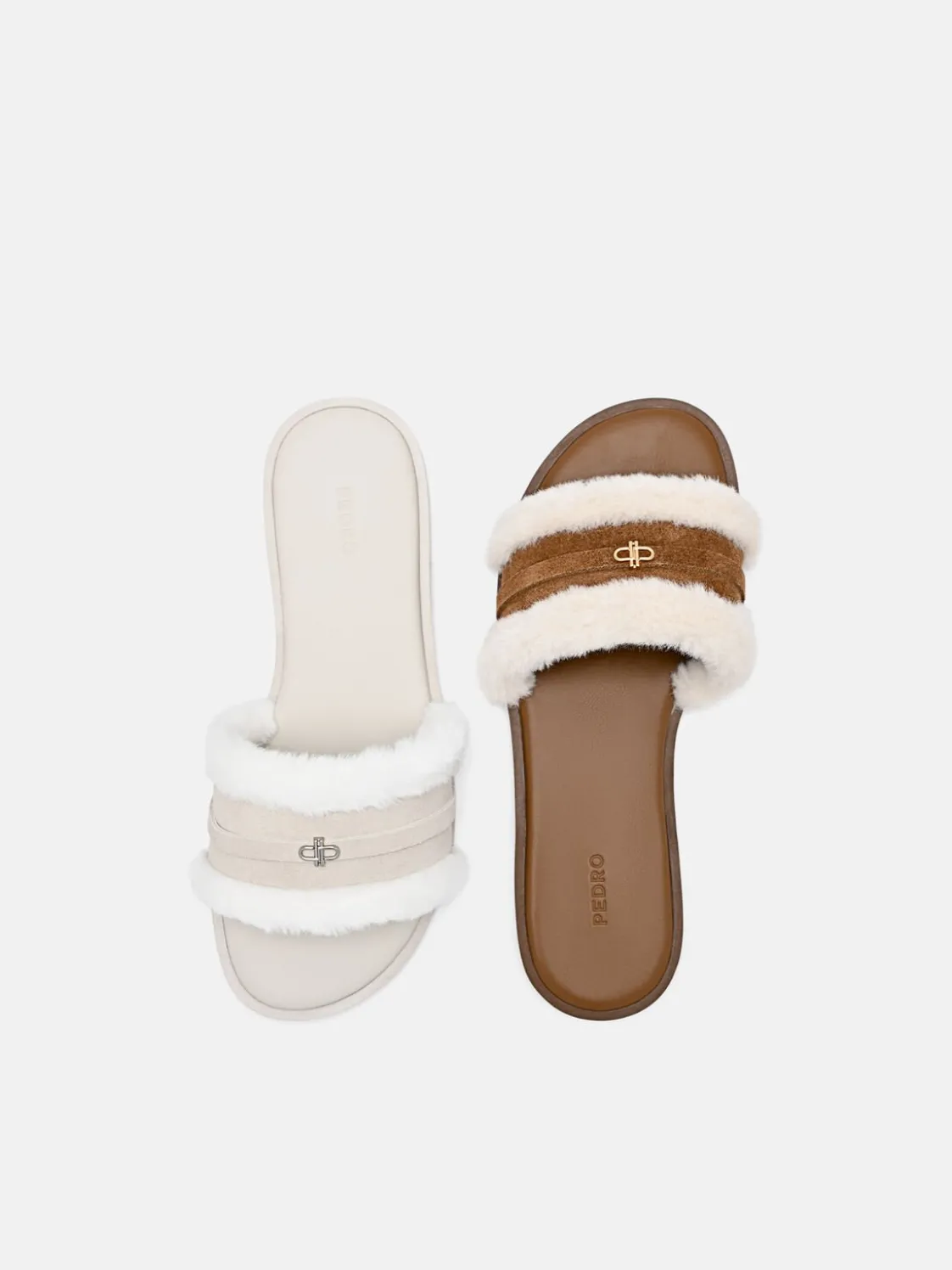 Suede Slide Sandals - Chalk