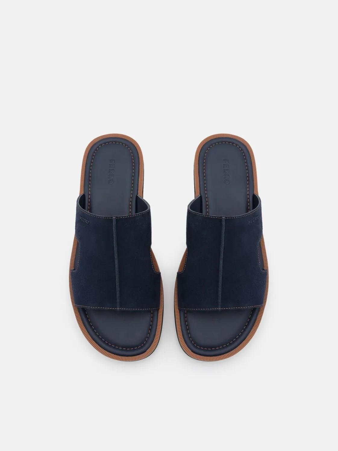 Suede Slide Sandals - Navy Suede