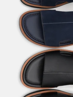 Suede Slide Sandals - Navy Suede