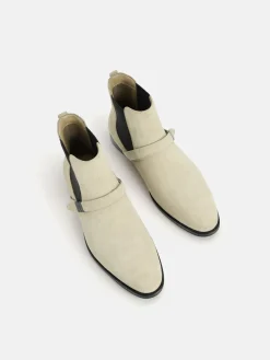 Suede Strapped Boots - Sand