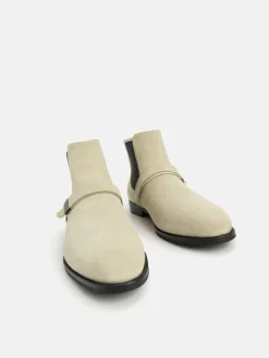 Suede Strapped Boots - Sand