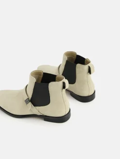 Suede Strapped Boots - Sand