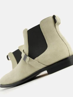 Suede Strapped Boots - Sand