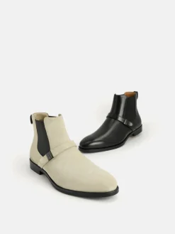 Suede Strapped Boots - Sand