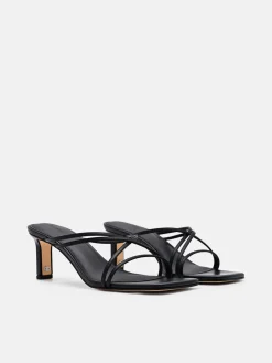 Sydney Leather Heel Sandals - Black