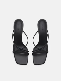 Sydney Leather Heel Sandals - Black