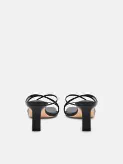 Sydney Leather Heel Sandals - Black