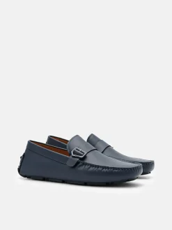 Taper Leather Driving Shoes - Navy