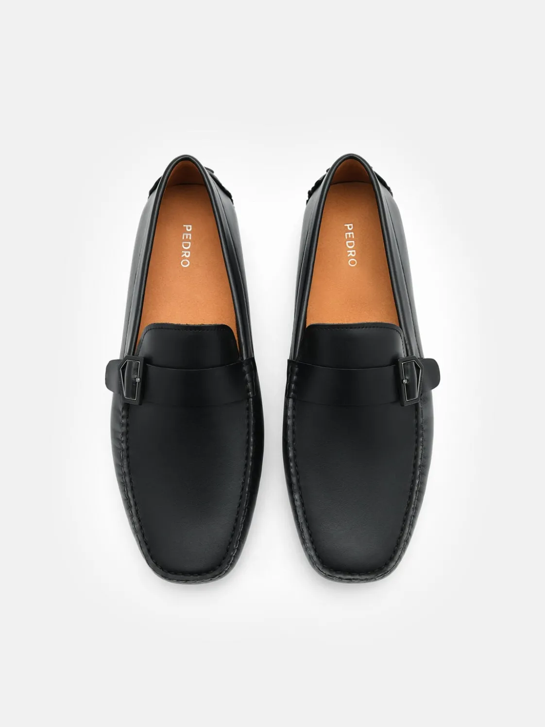 Taper Leather Driving Shoes - Black