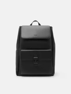 Tex Leather Backpack - Black Tumble