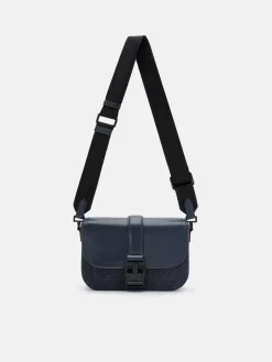 Tex Leather Crossbody Bag - Navy Fabric