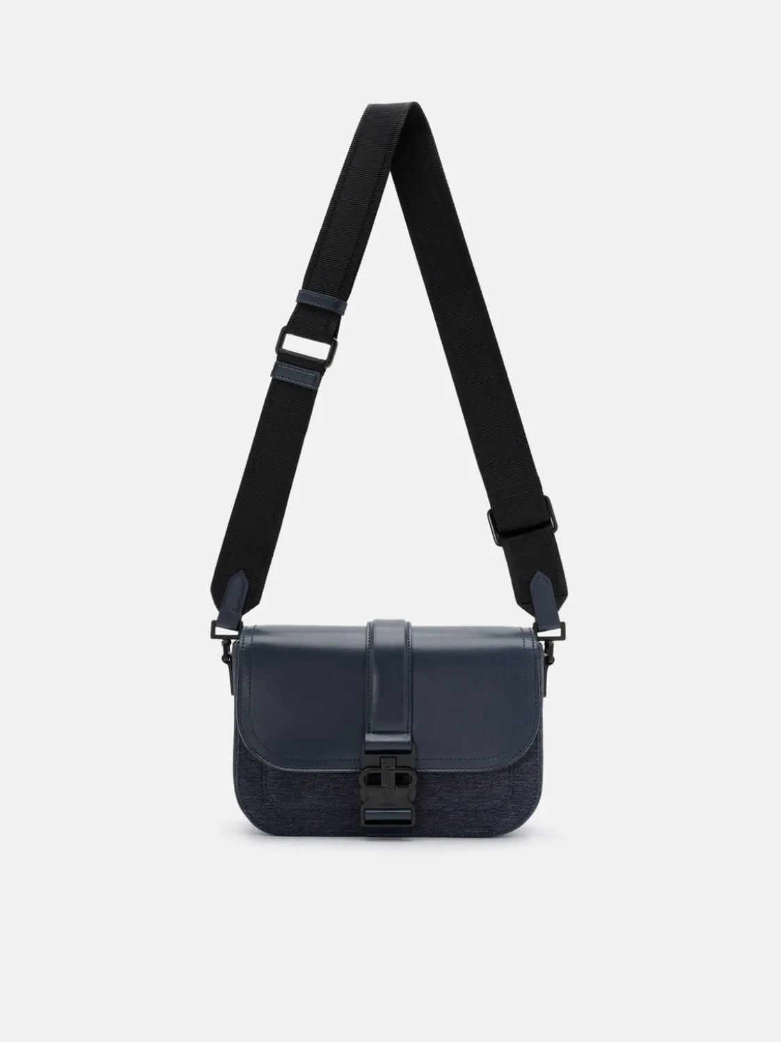 Tex Leather Crossbody Bag - Navy Fabric