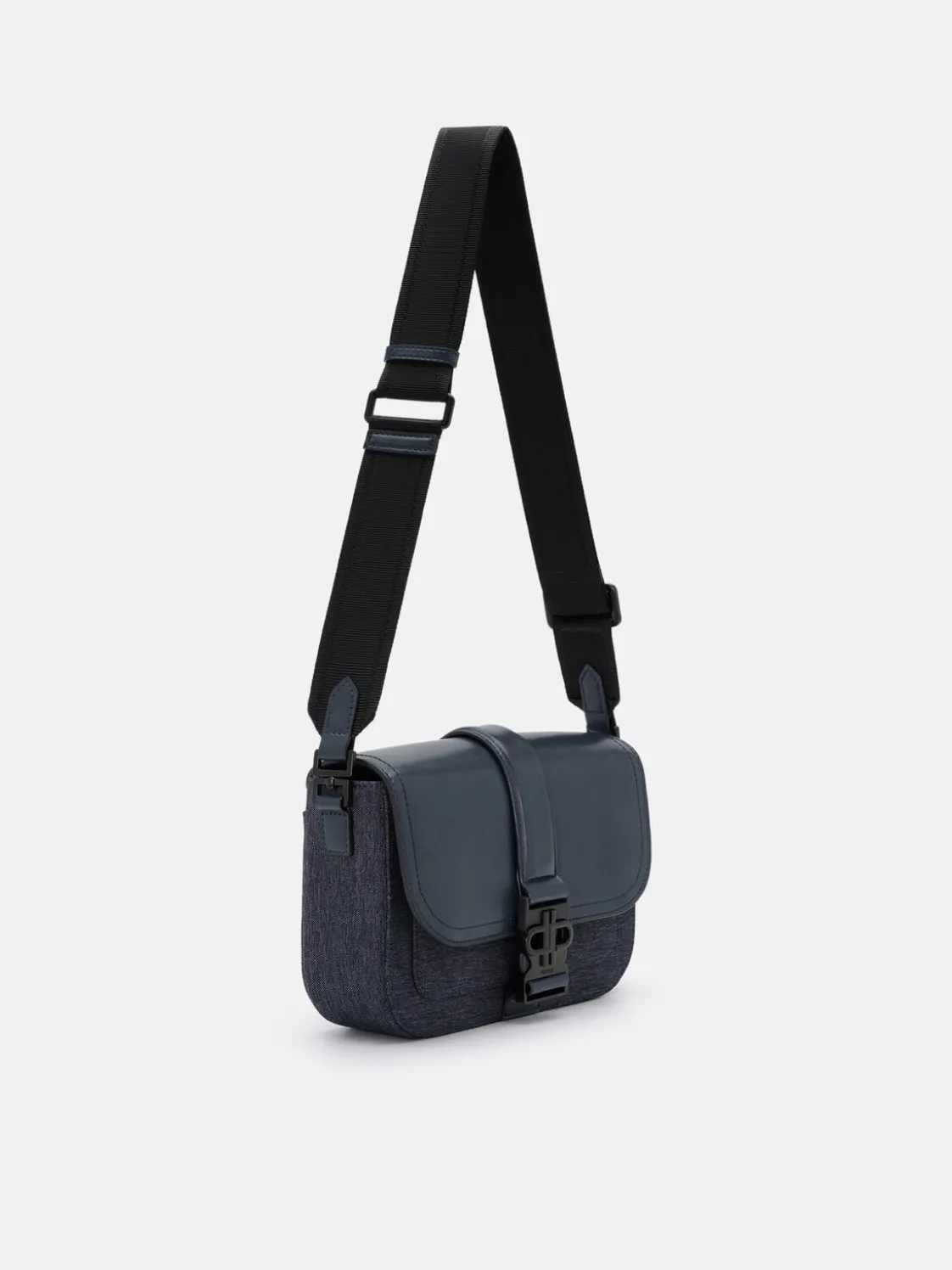 Tex Leather Crossbody Bag - Navy Fabric