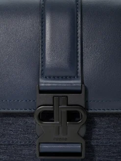 Tex Leather Crossbody Bag - Navy Fabric
