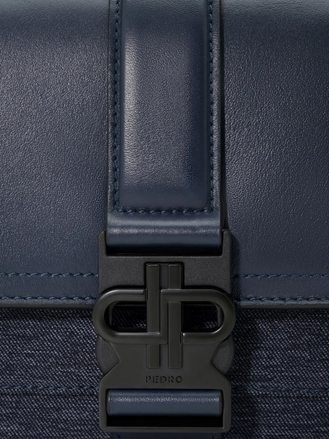 Tex Leather Crossbody Bag - Navy Fabric