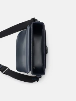 Tex Leather Crossbody Bag - Navy Fabric