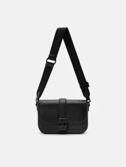 Tex Leather Crossbody Bag - Black Tumble