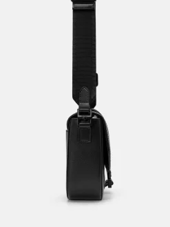 Tex Leather Crossbody Bag - Black Tumble