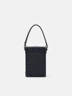 Tex Leather Crossbody Bag - Navy Fabric