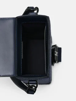Tex Leather Crossbody Bag - Navy Fabric