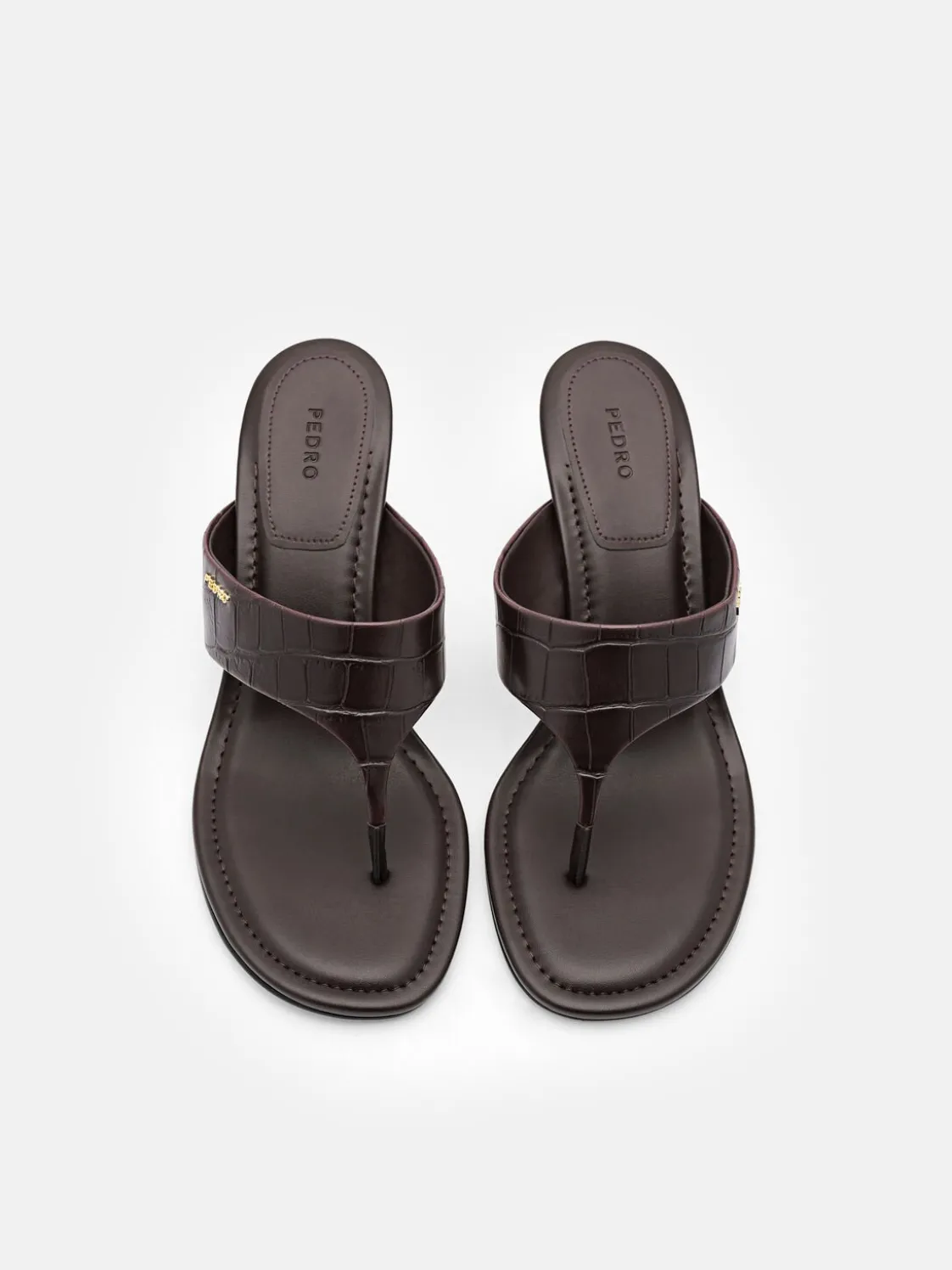 Thong Heel Sandals - Dark Brown