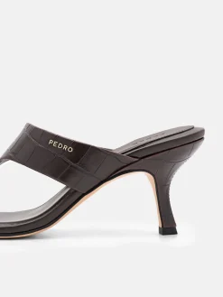 Thong Heel Sandals - Dark Brown