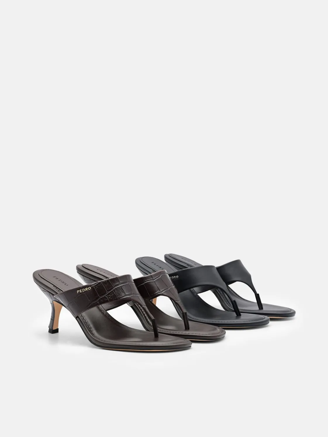 Thong Heel Sandals - Dark Brown