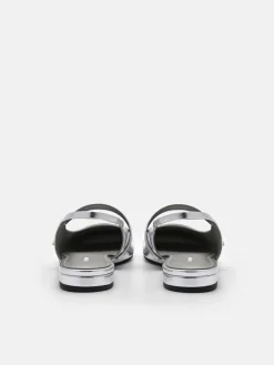 Tria Slingback Mules - Silver