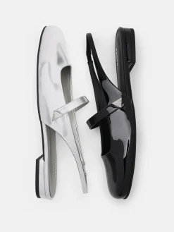 Tria Slingback Mules - Silver