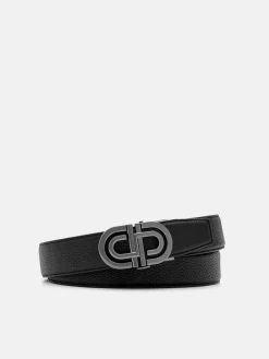 Tumbled Leather Automatic Belt - Black