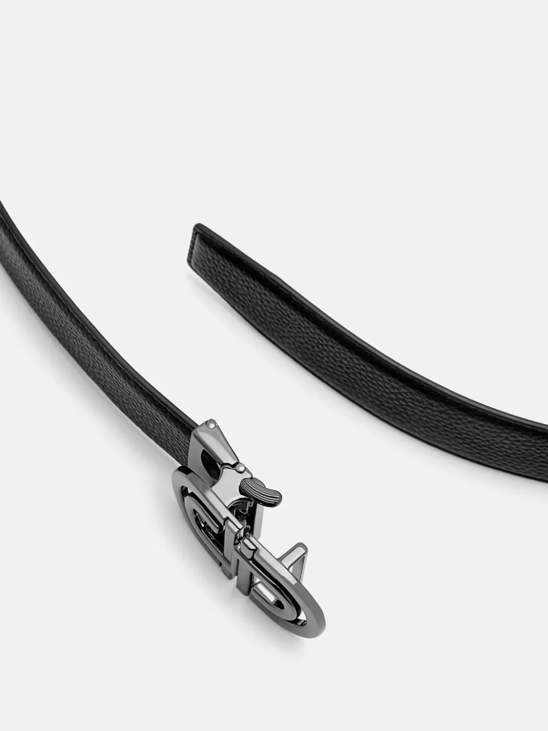 Tumbled Leather Automatic Belt - Black