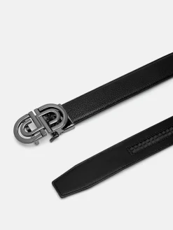 Tumbled Leather Automatic Belt - Black
