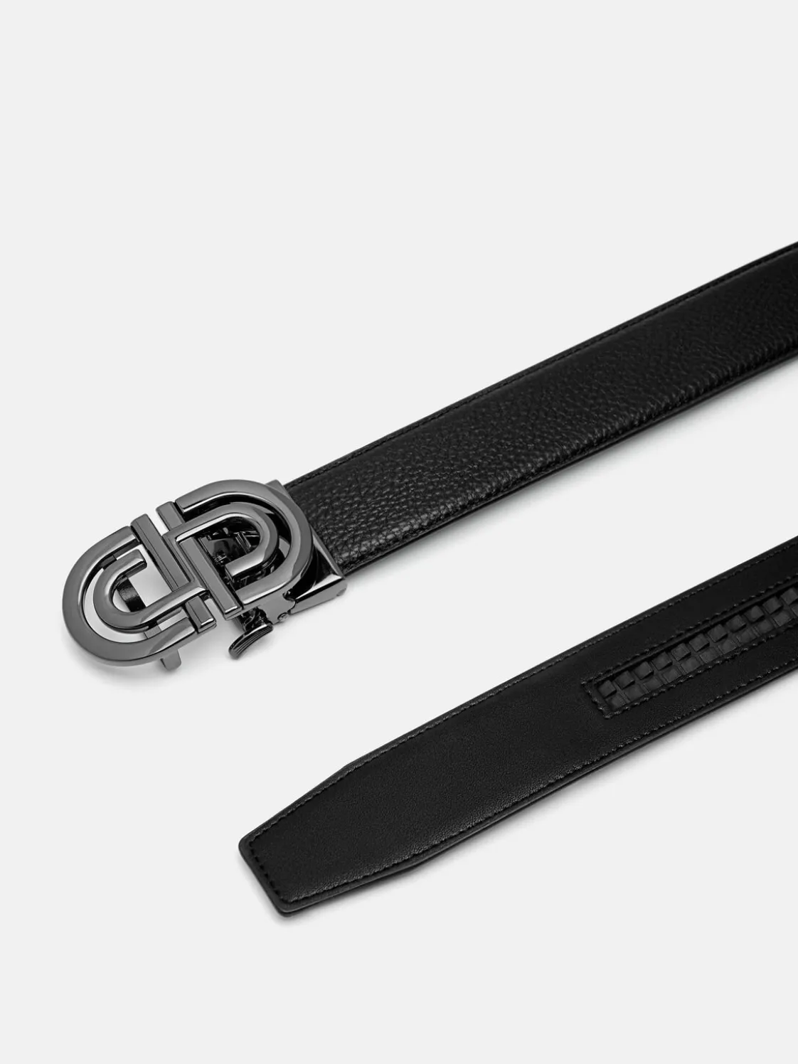 Tumbled Leather Automatic Belt - Black