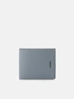 Tumbled Leather Bi-Fold Wallet with Insert - Slate Blue Tumble