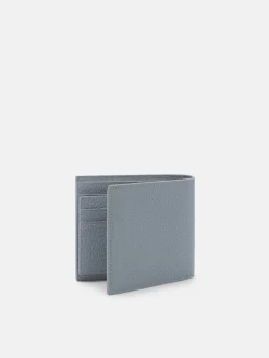 Tumbled Leather Bi-Fold Wallet with Insert - Slate Blue Tumble