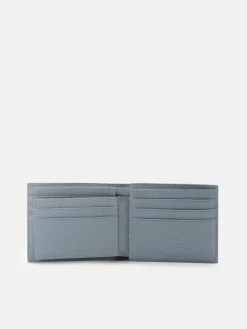 Tumbled Leather Bi-Fold Wallet with Insert - Slate Blue Tumble