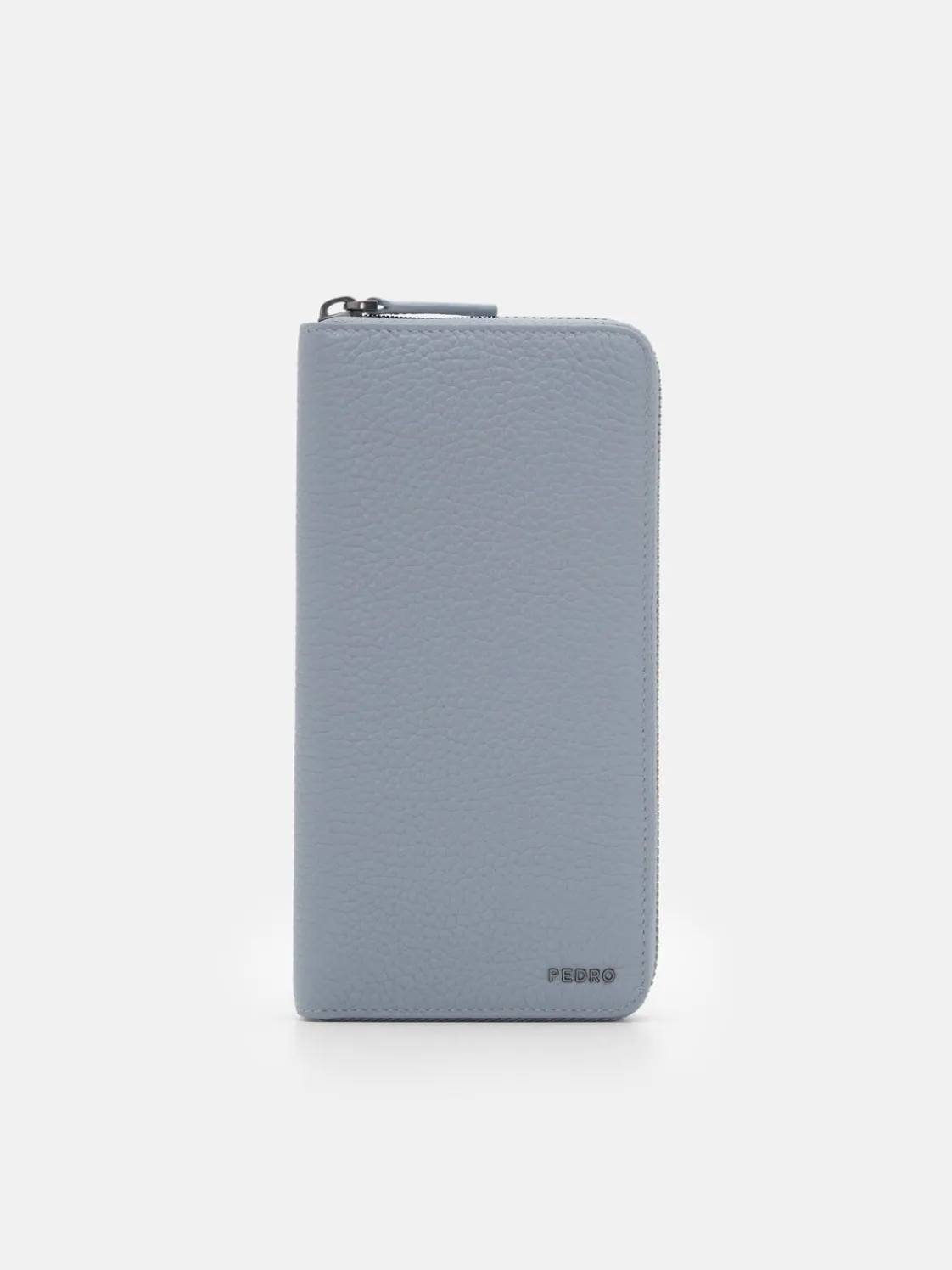 Tumbled Leather Long Wallet - Slate Blue Tumble