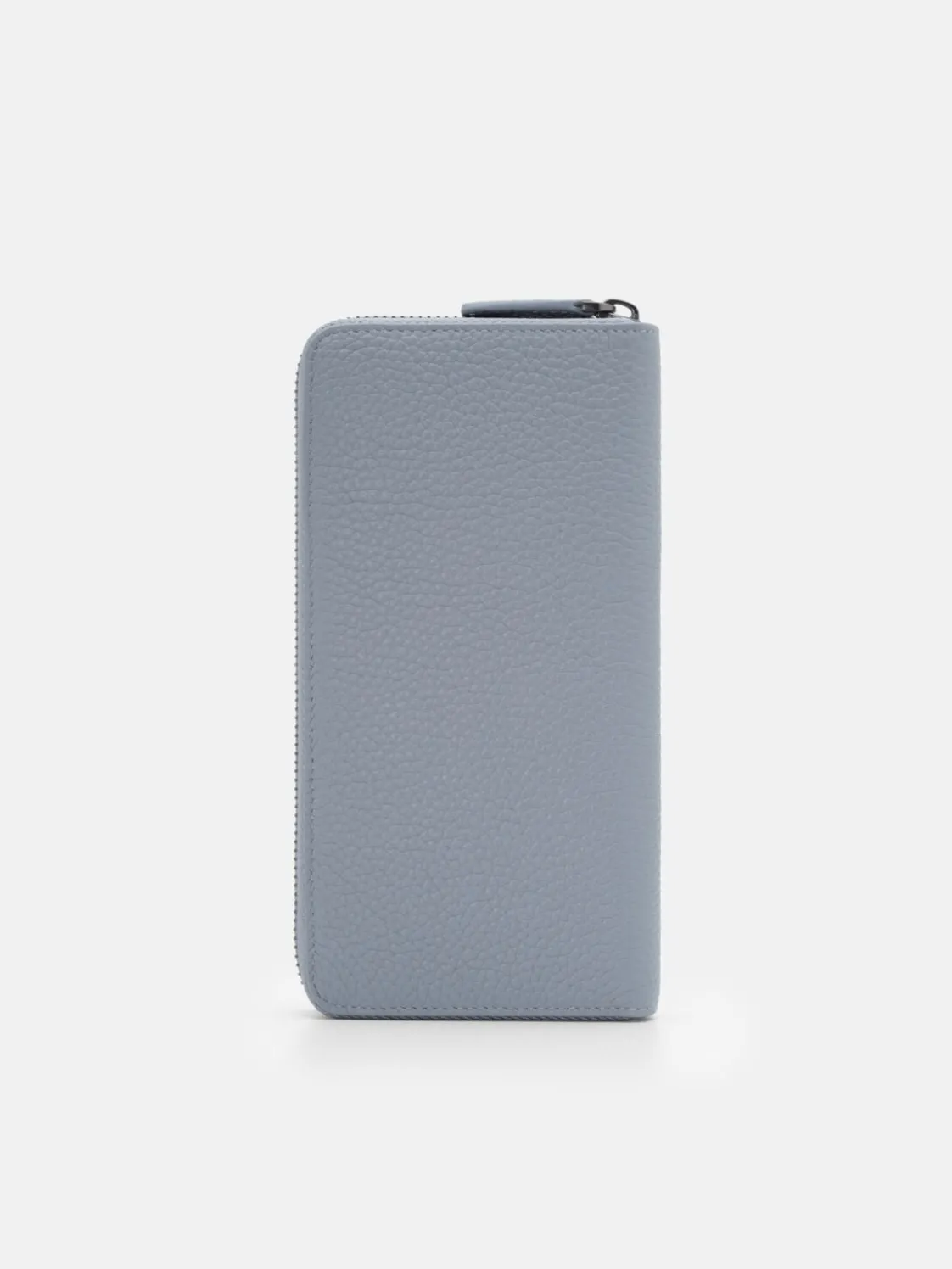 Tumbled Leather Long Wallet - Slate Blue Tumble