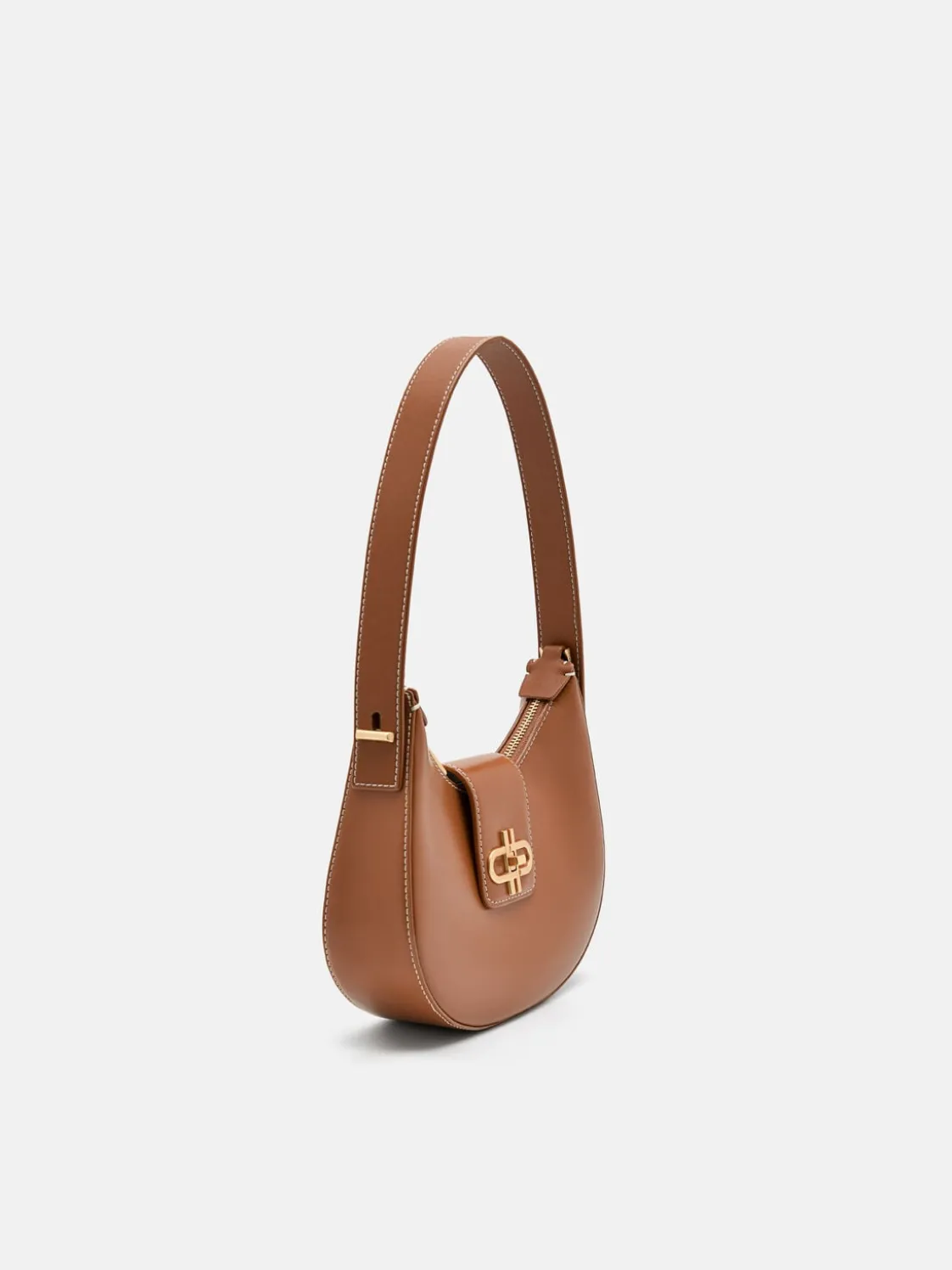 Turn-Lock Shoulder Bag - Cognac