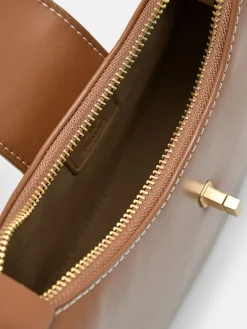 Turn-Lock Shoulder Bag - Cognac