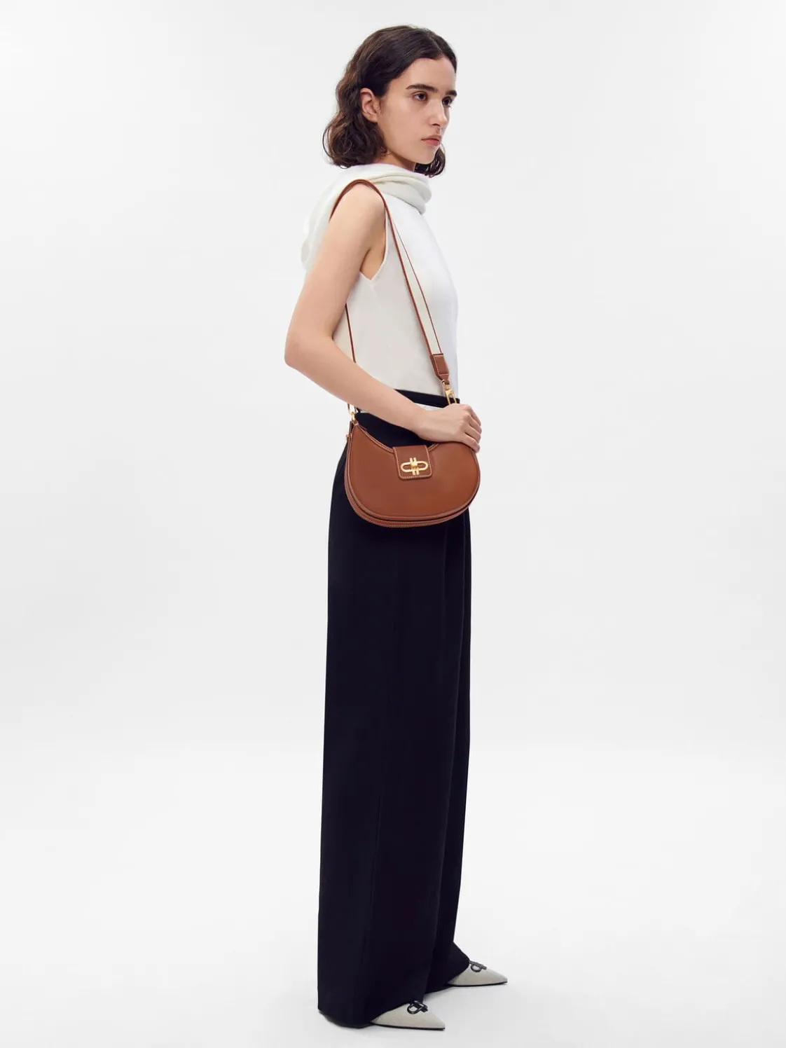 Turn-Lock Shoulder Bag - Cognac