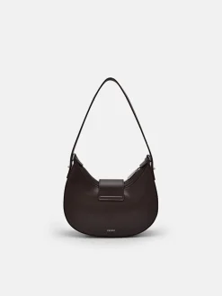 Turn-Lock Shoulder Bag - Dark Brown