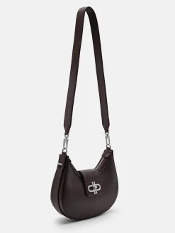 Turn-Lock Shoulder Bag - Dark Brown