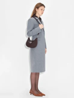 Turn-Lock Shoulder Bag - Dark Brown