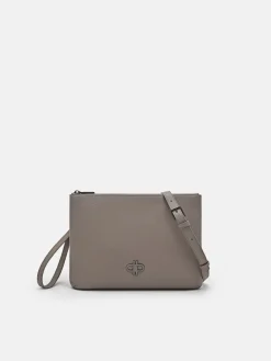 Two-Way Leather Clutch Bag - Taupe