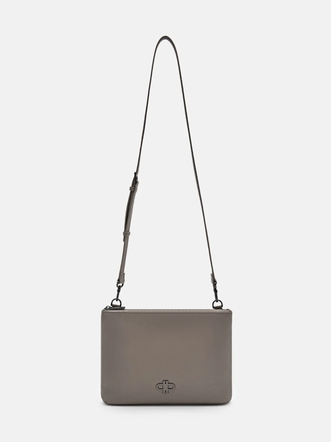 Two-Way Leather Clutch Bag - Taupe