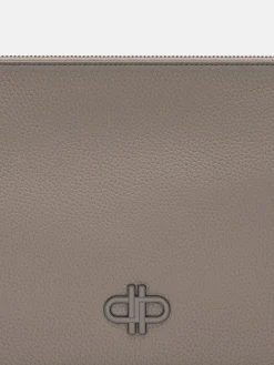 Two-Way Leather Clutch Bag - Taupe