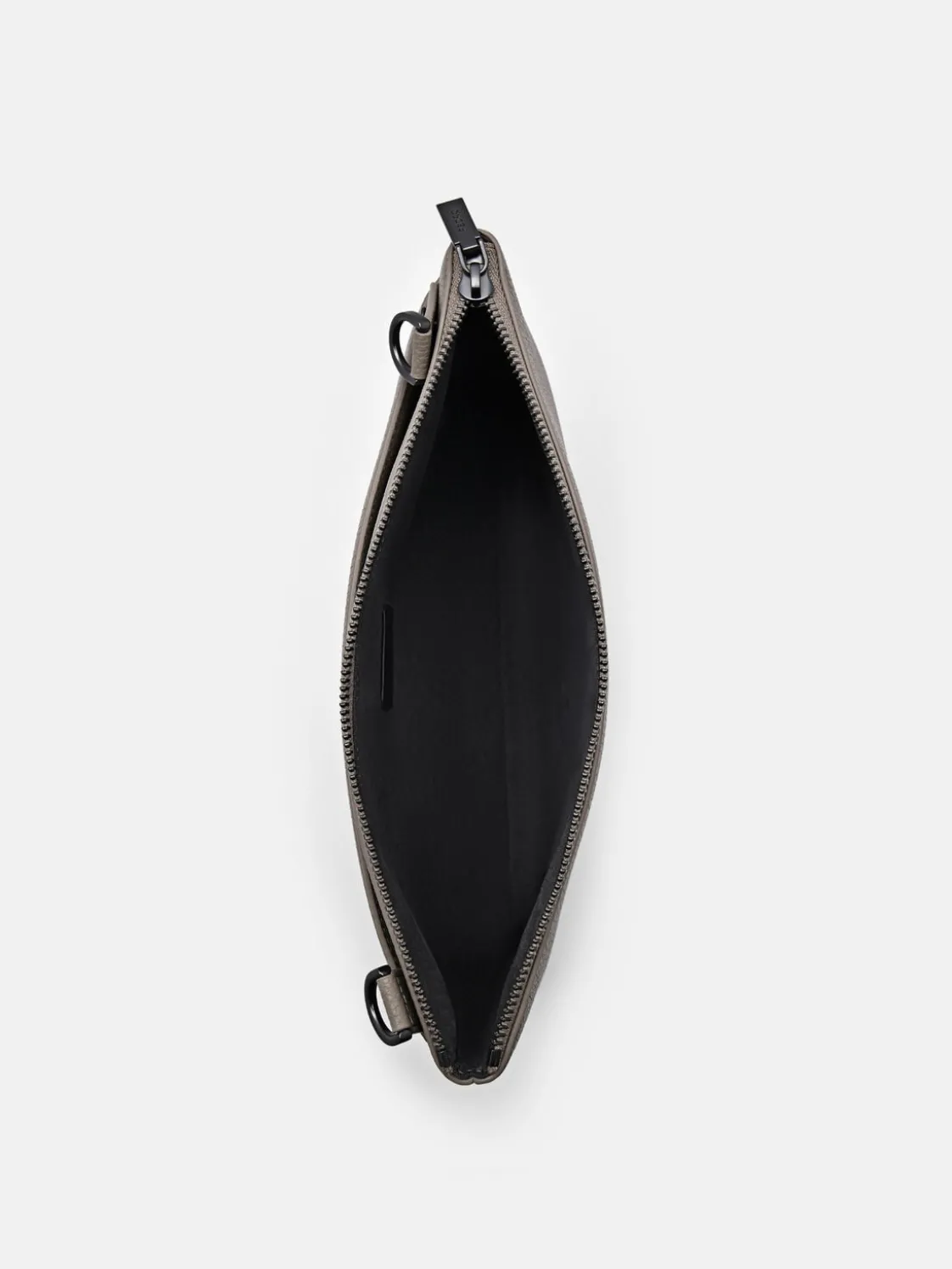 Two-Way Leather Clutch Bag - Taupe